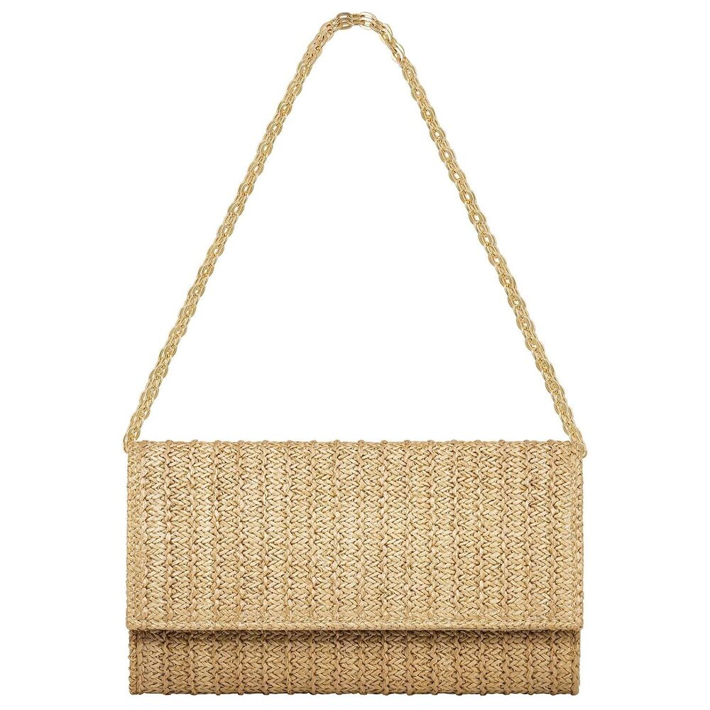 Straw Clutch Purse Shoulder Crossbody Bag Envelope Purse Raffia Handbag